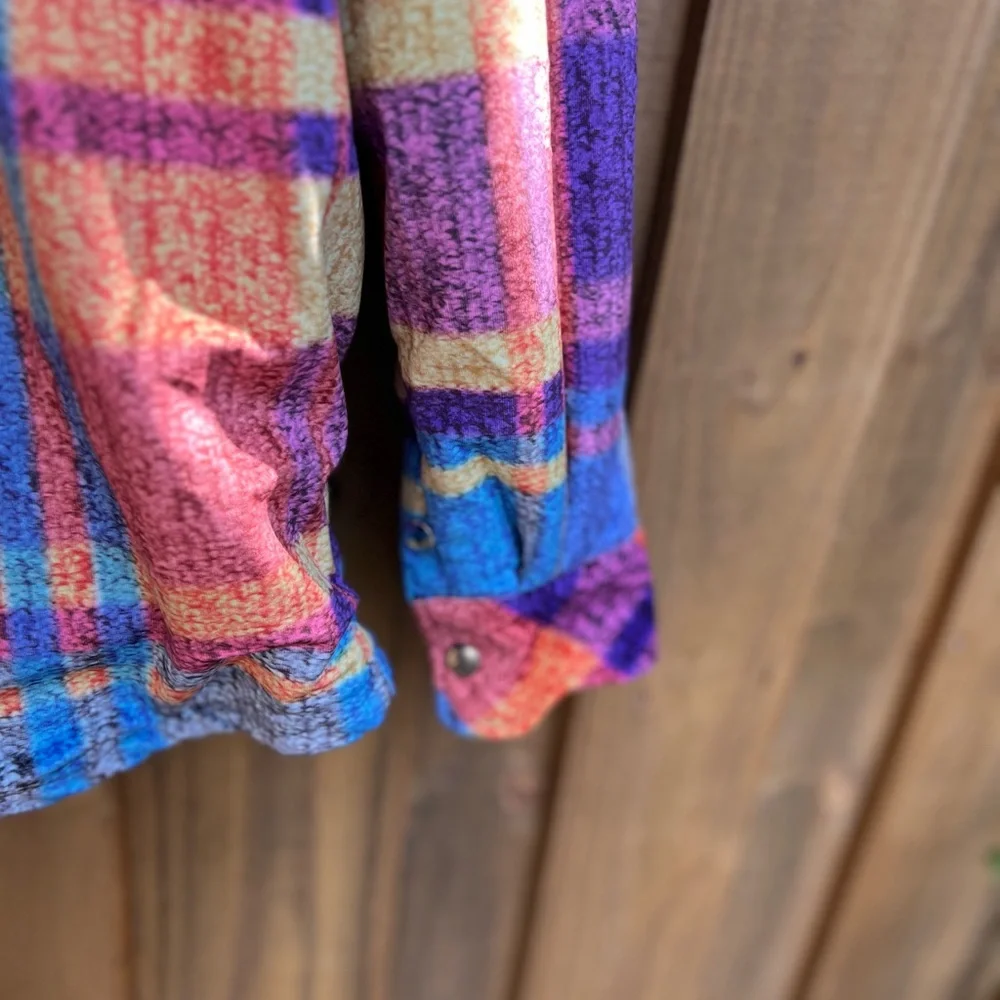 JonviDesign Vintage MultiColor Plaid Button/Snap Jacket